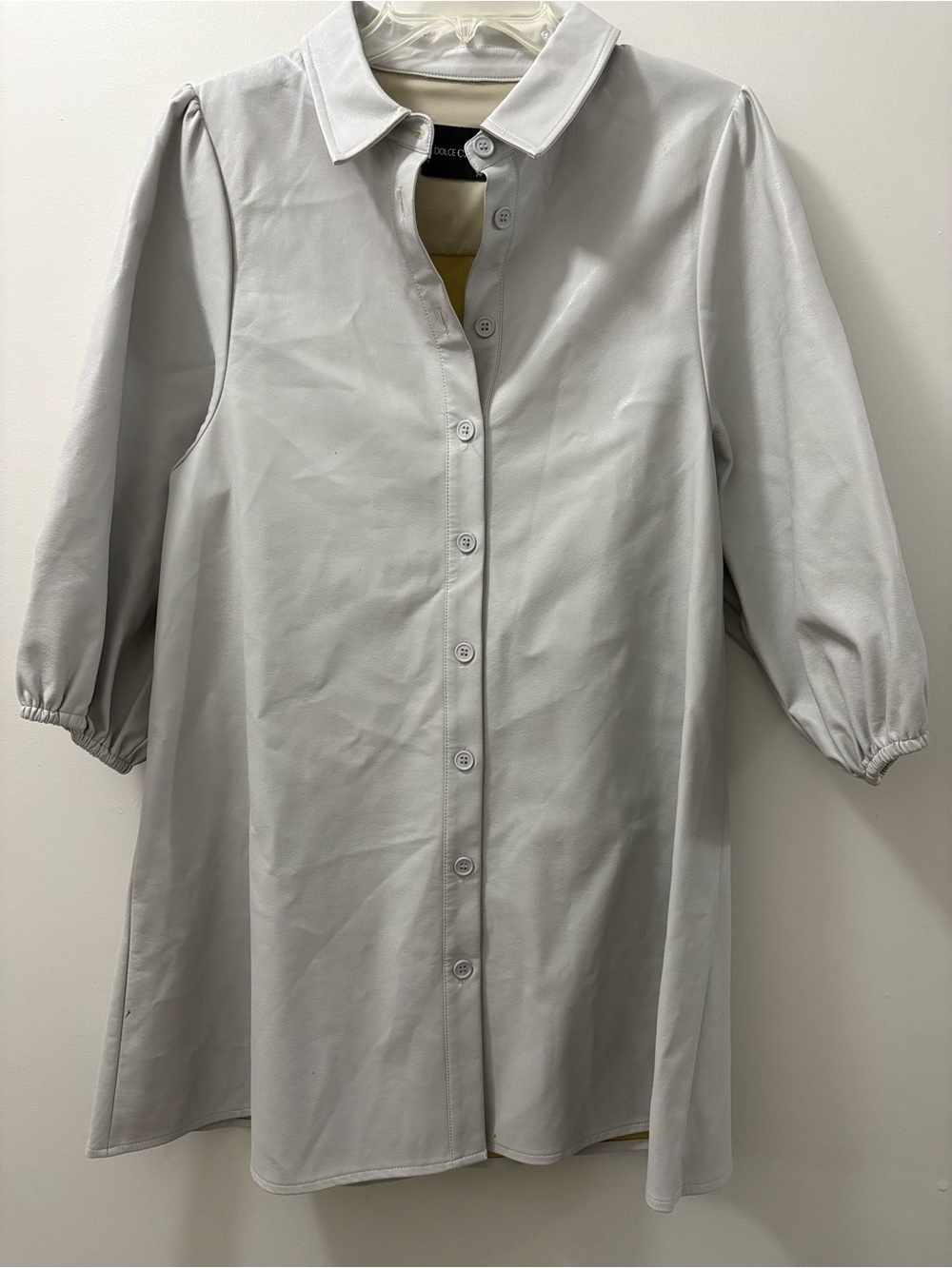 Dolce Cabo Light Gray Midi Button-Front Dress